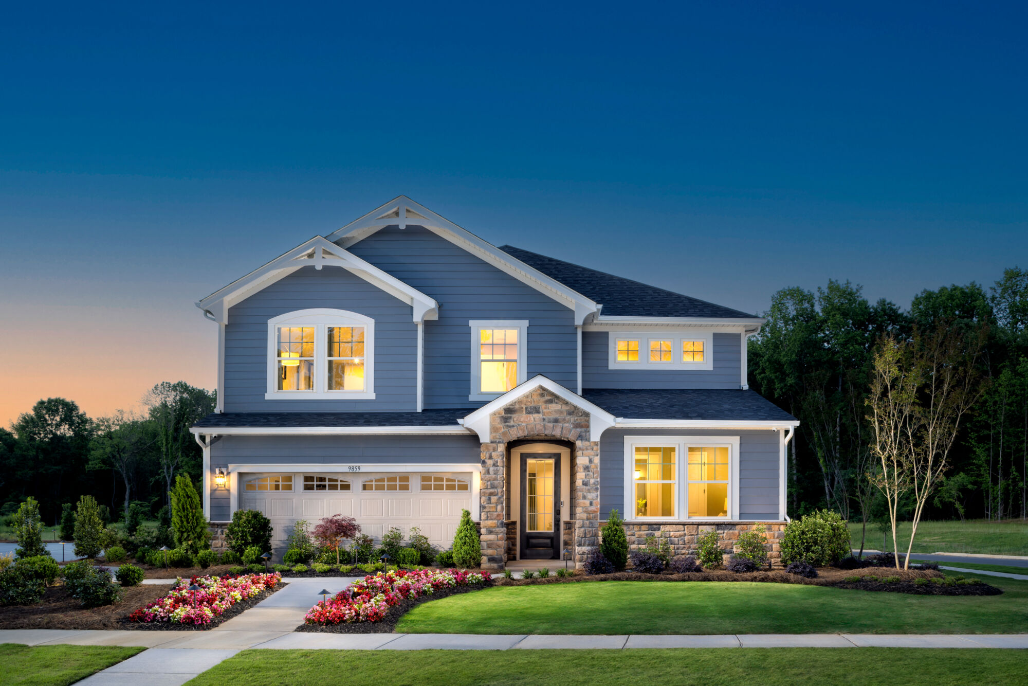  Elevation Front with window, door and garage
