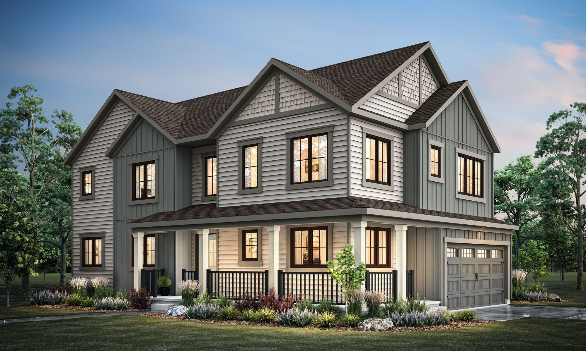  Elevation Front with garage, window and door
