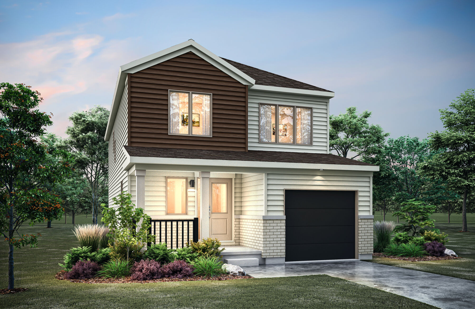 Elevation Front with garage, door and window