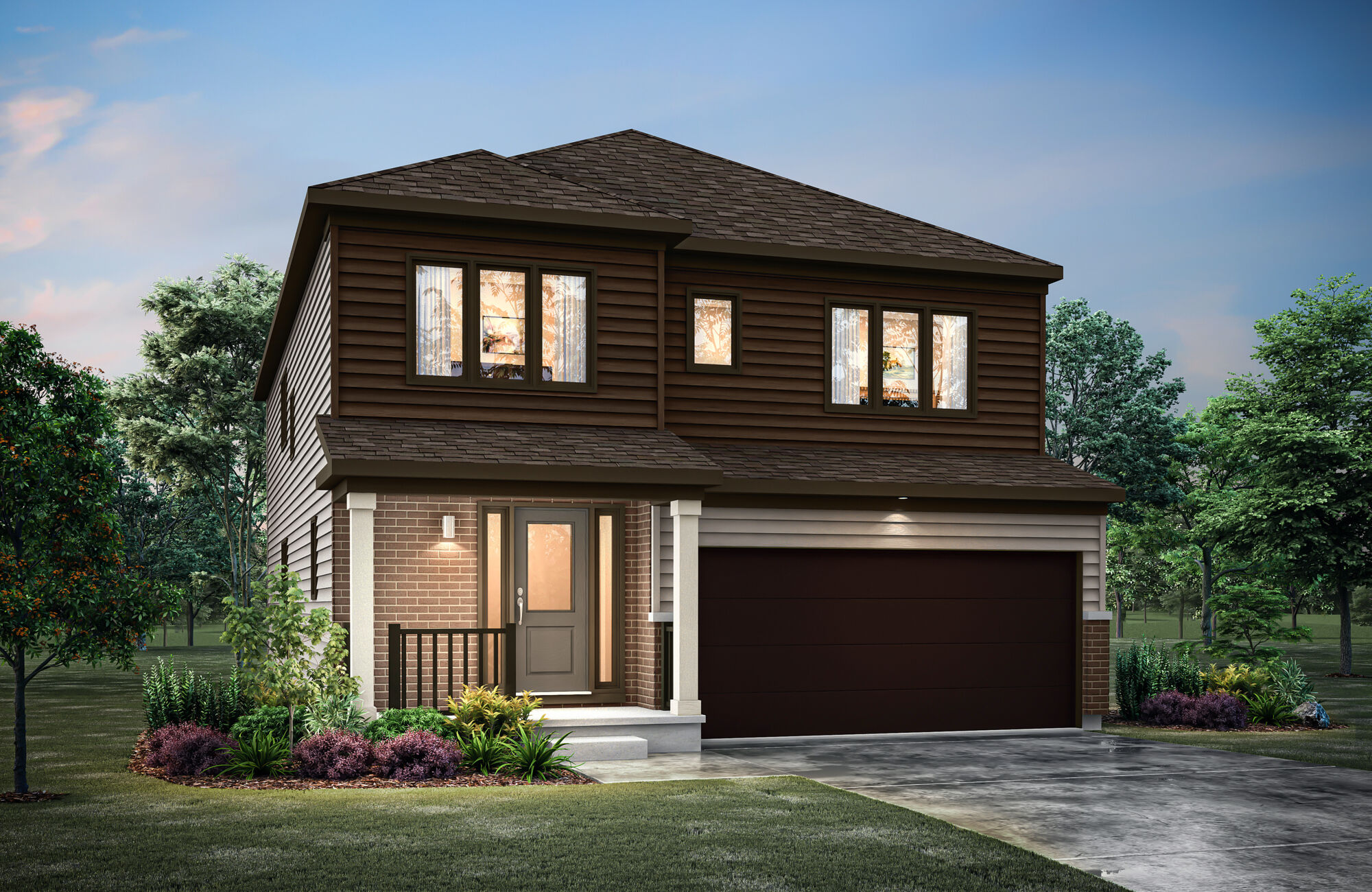  Elevation Front with door, window and garage