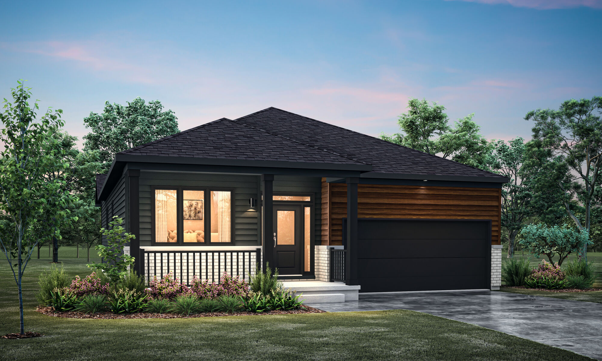  Elevation Front with garage, window and door