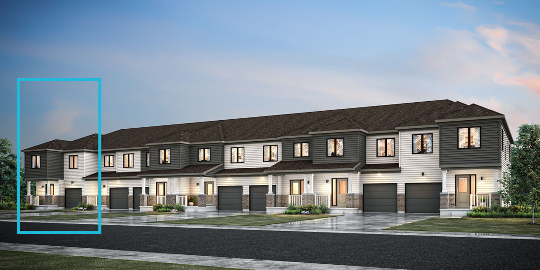  Town Homes with garage, window and door