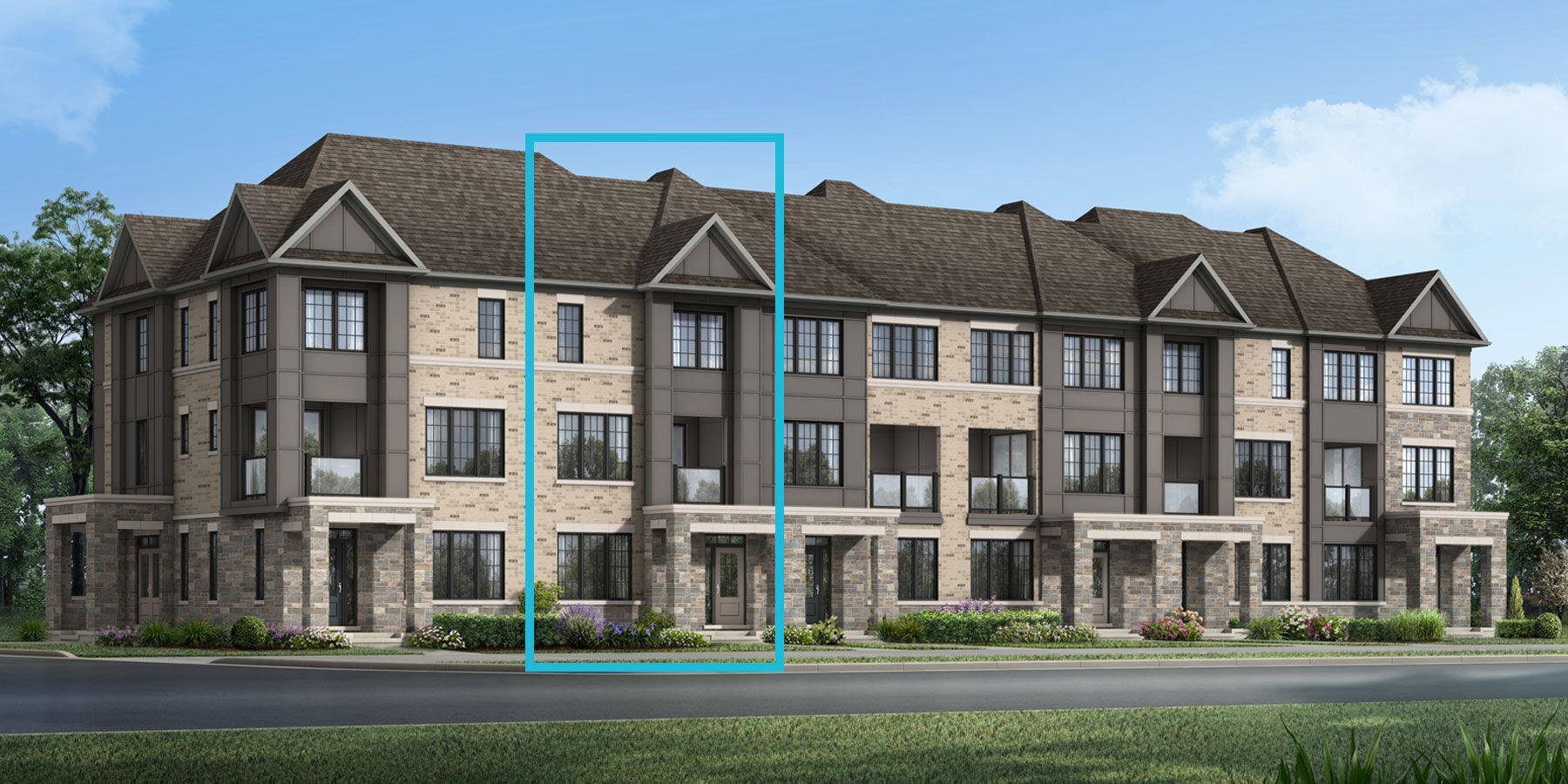  Town Homes with window, door and exterior stone