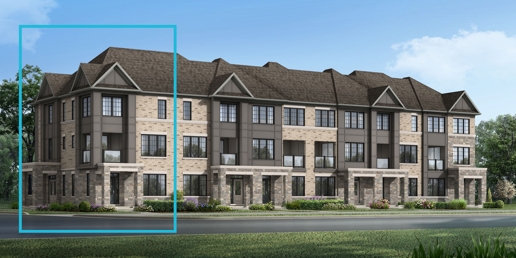  Town Homes with window, door, exterior brick and exterior stone