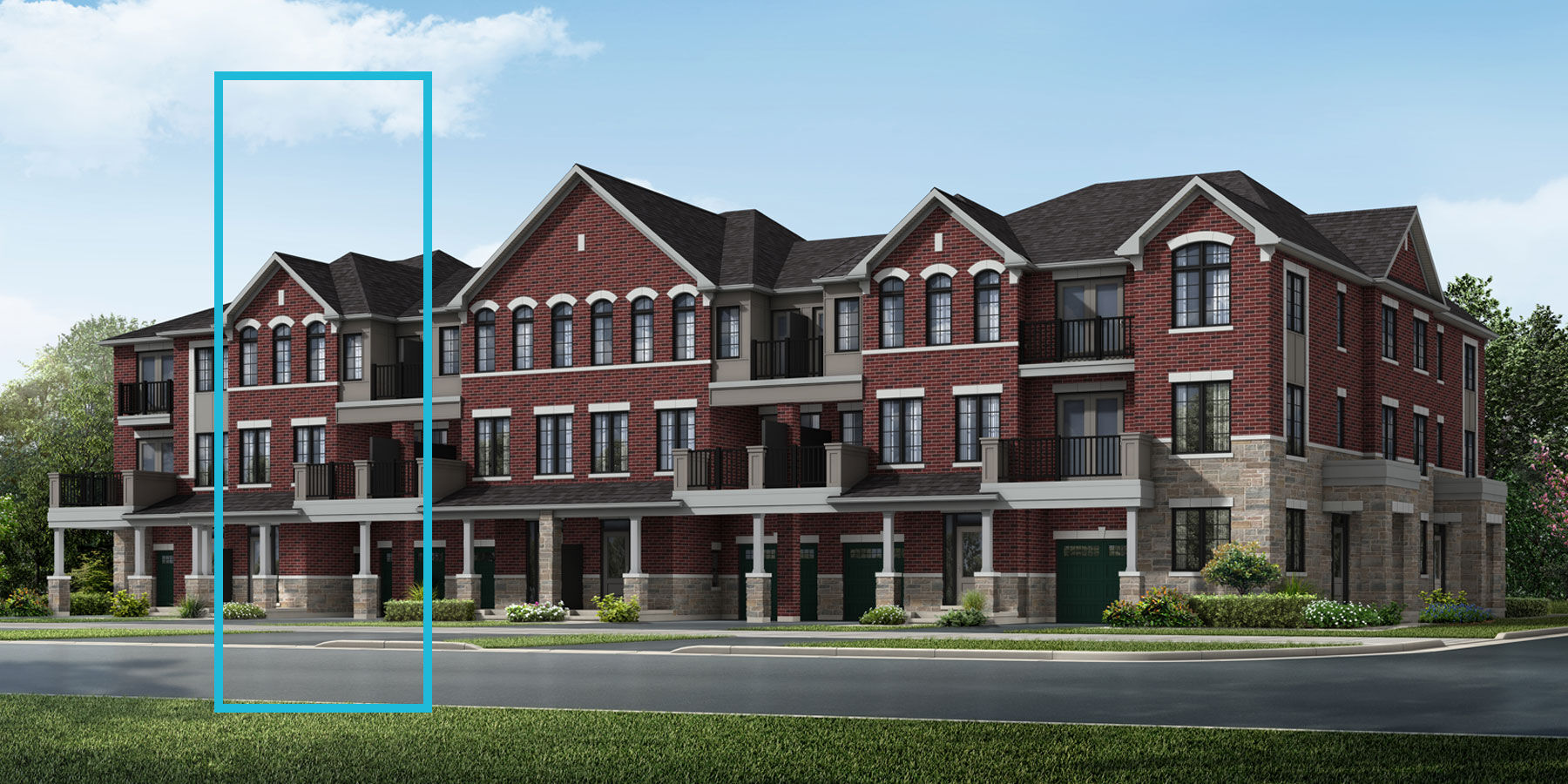  Town Homes with window, garage and exterior brick