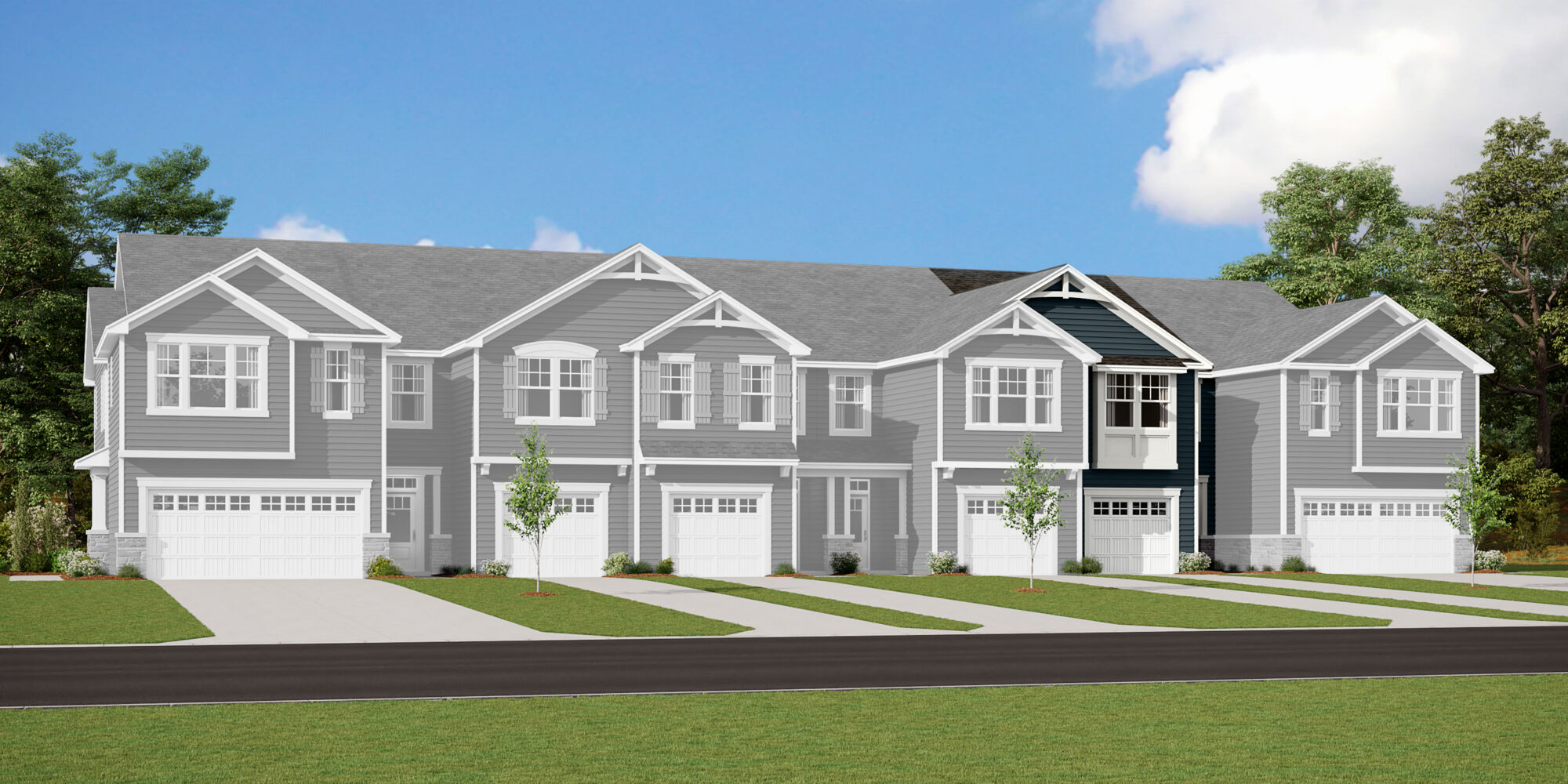  Town Homes with window, garage and door