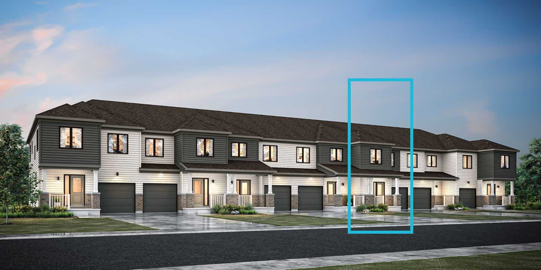 Town Homes with garage, window and door