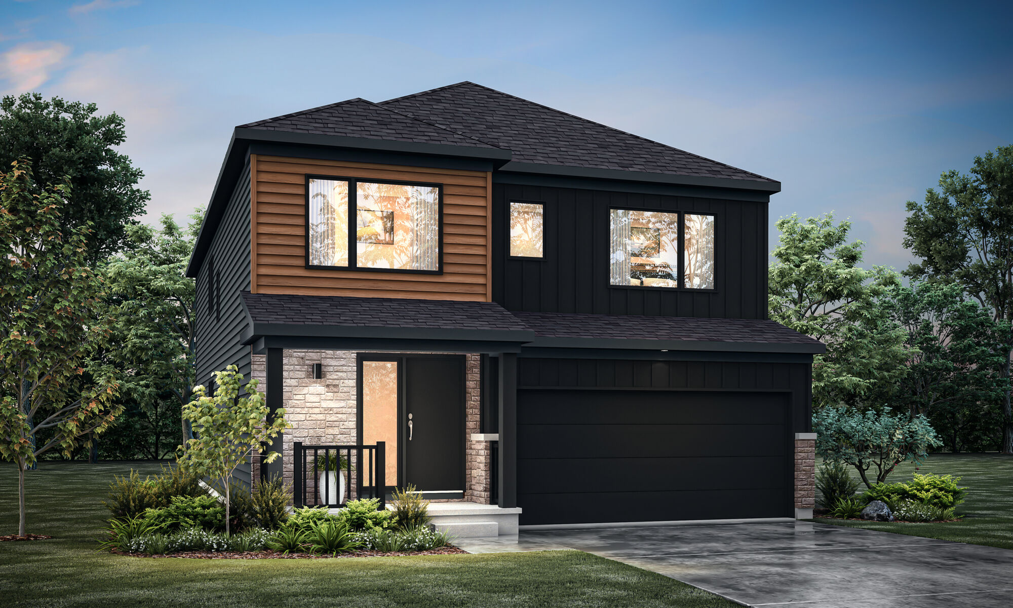 Elevation Front with garage, window and door