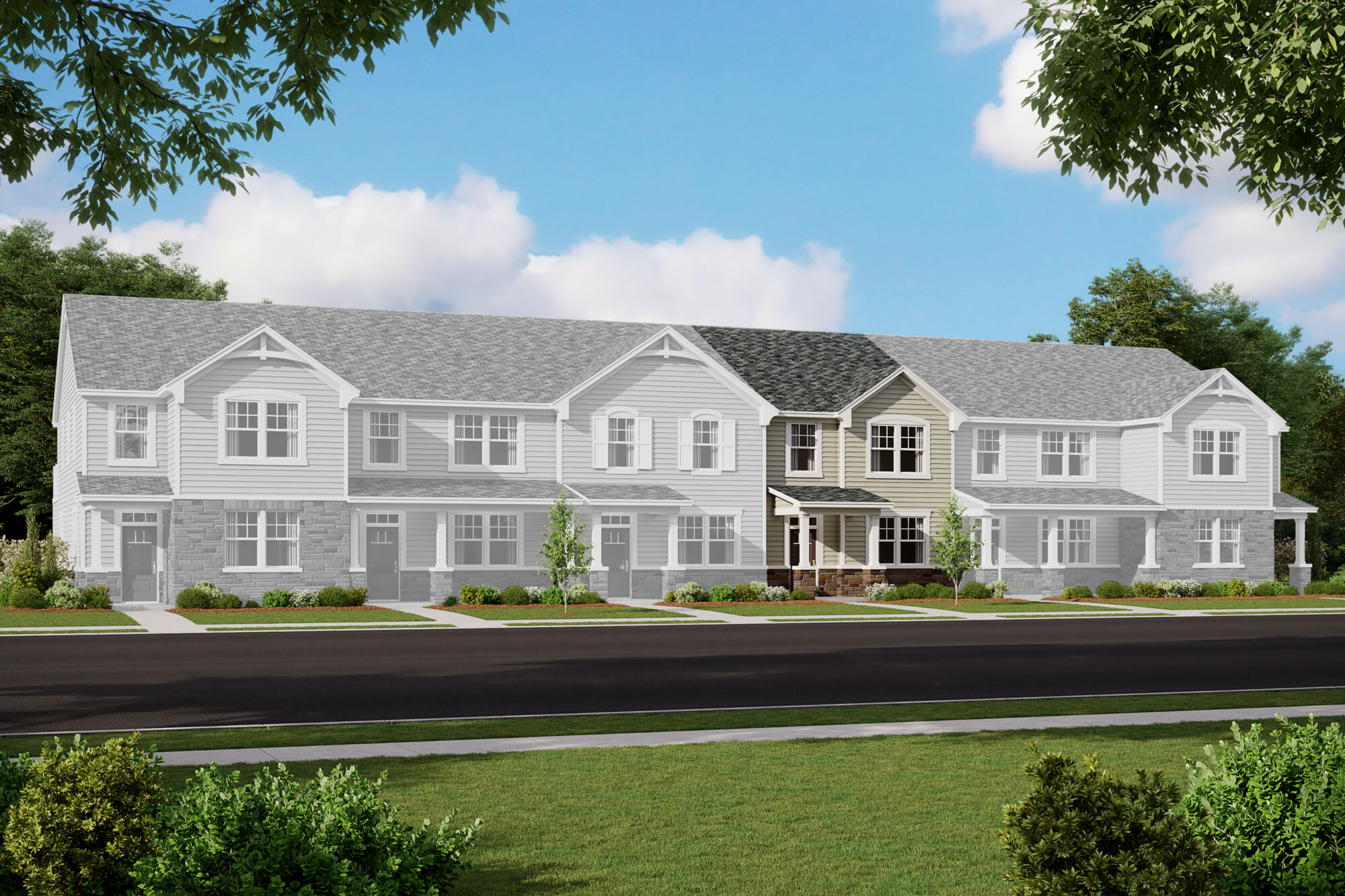 Town Homes with window and garage