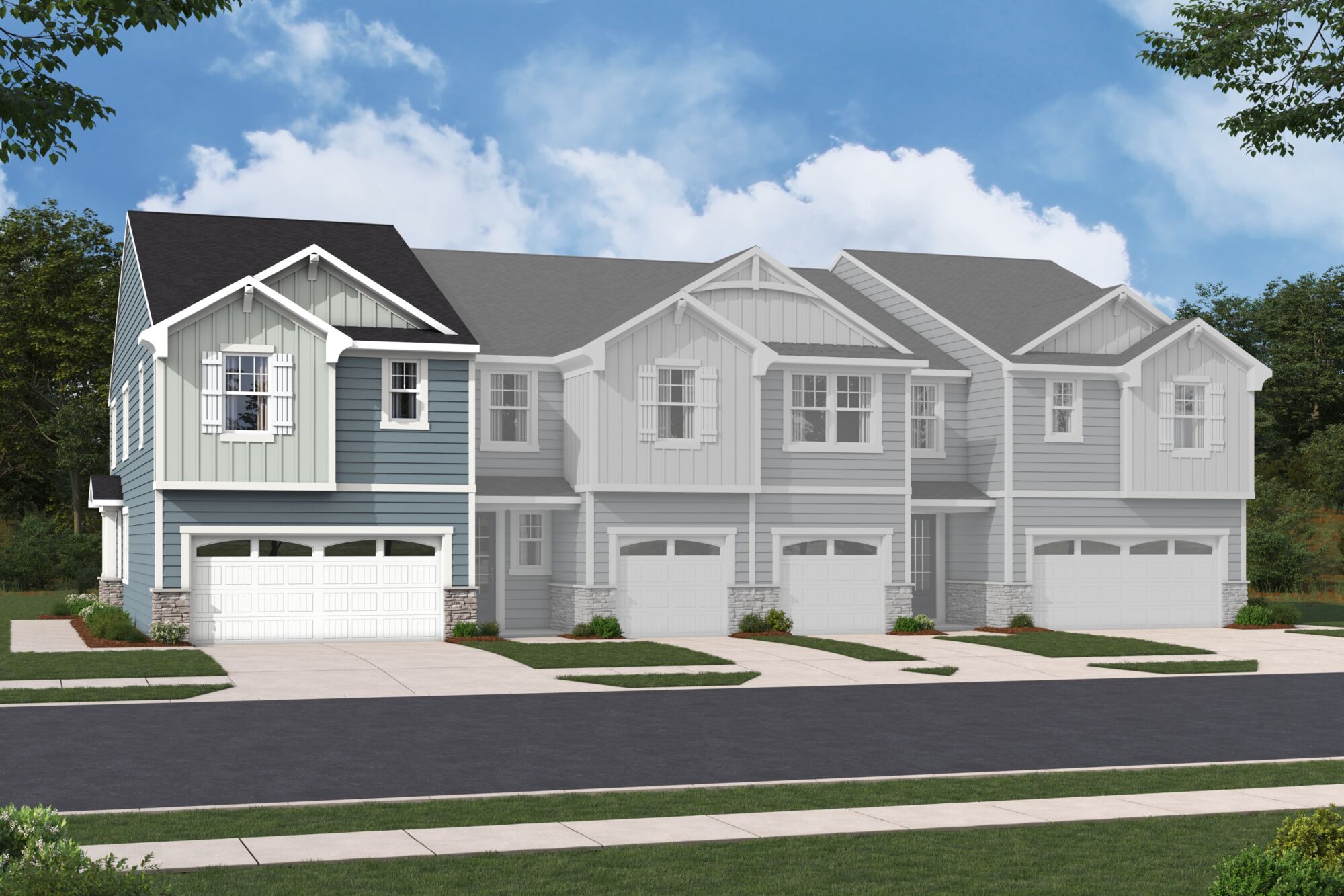  Town Homes with window and garage