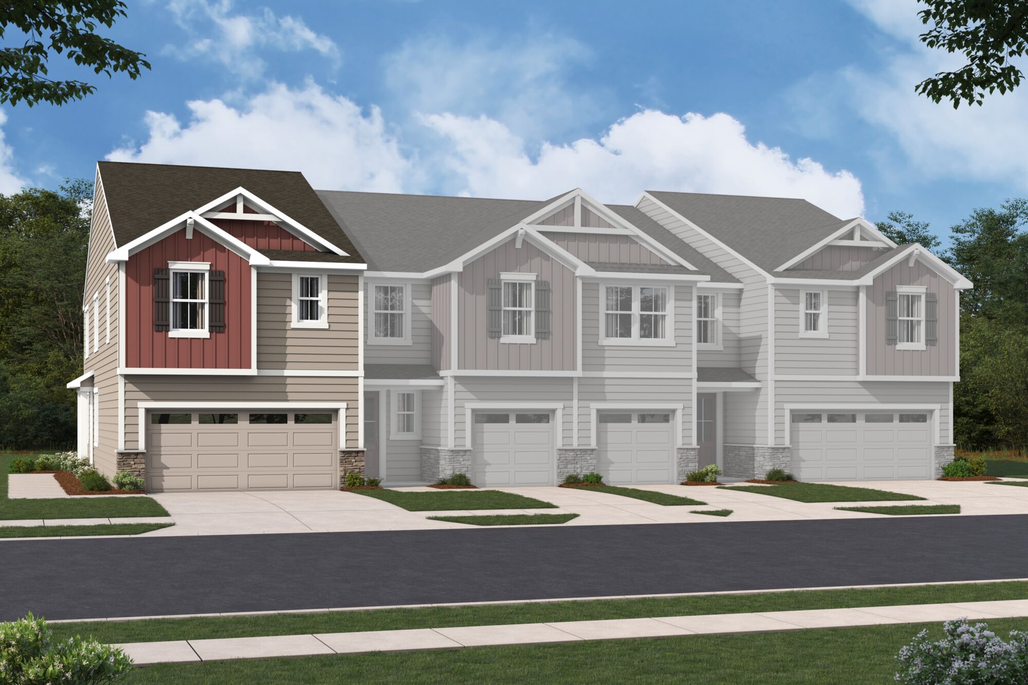  Town Homes with window and garage
