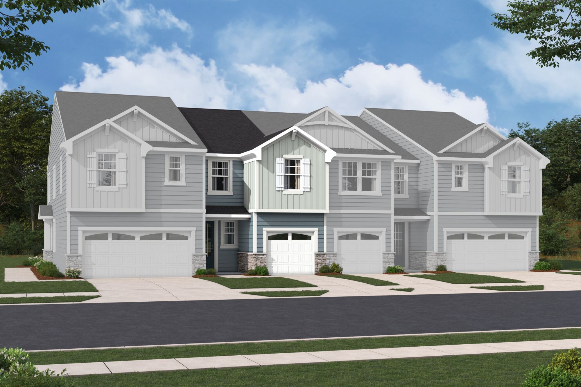  Town Homes with garage, window and exterior clapboard