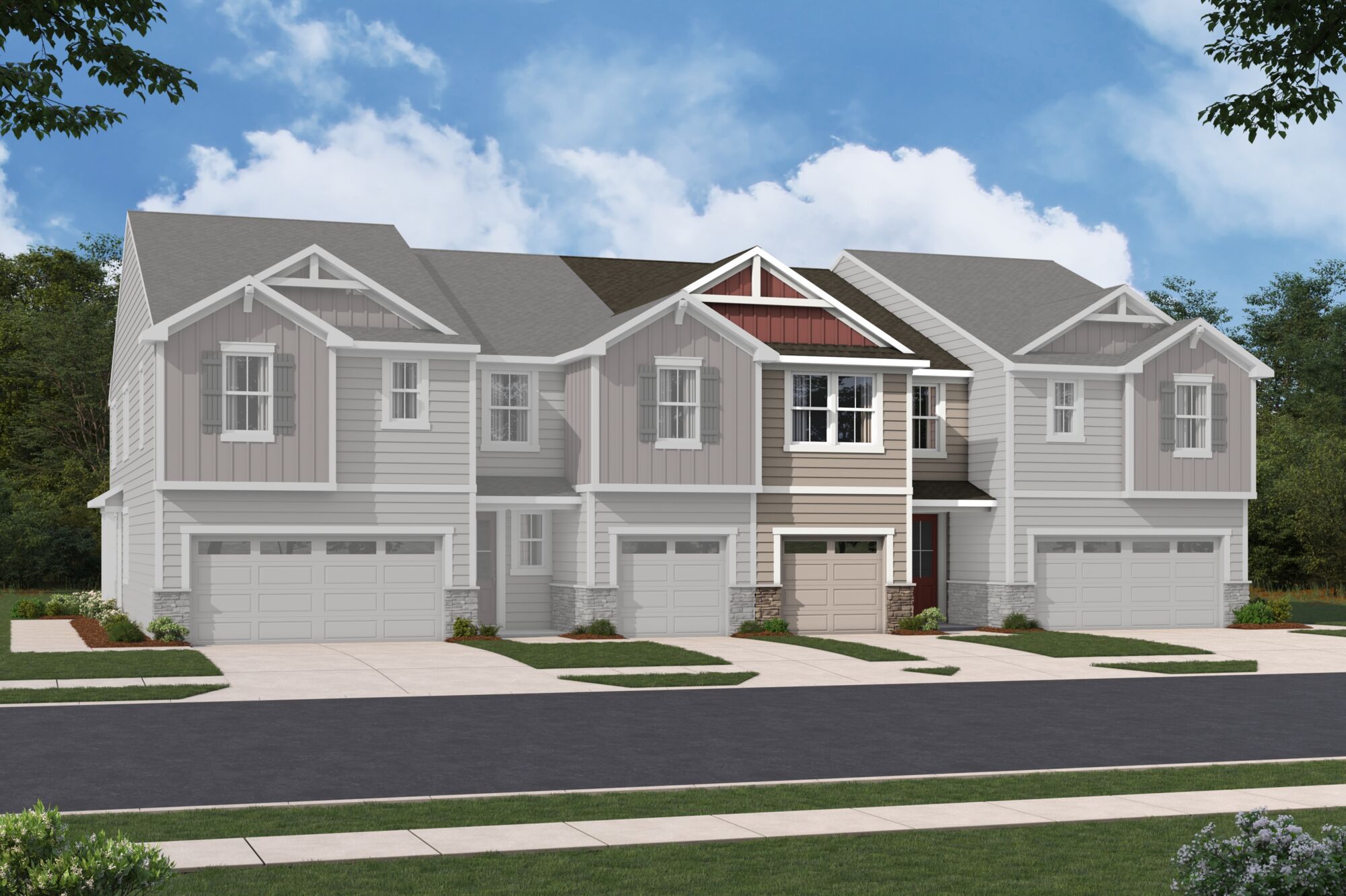  Town Homes with window and garage