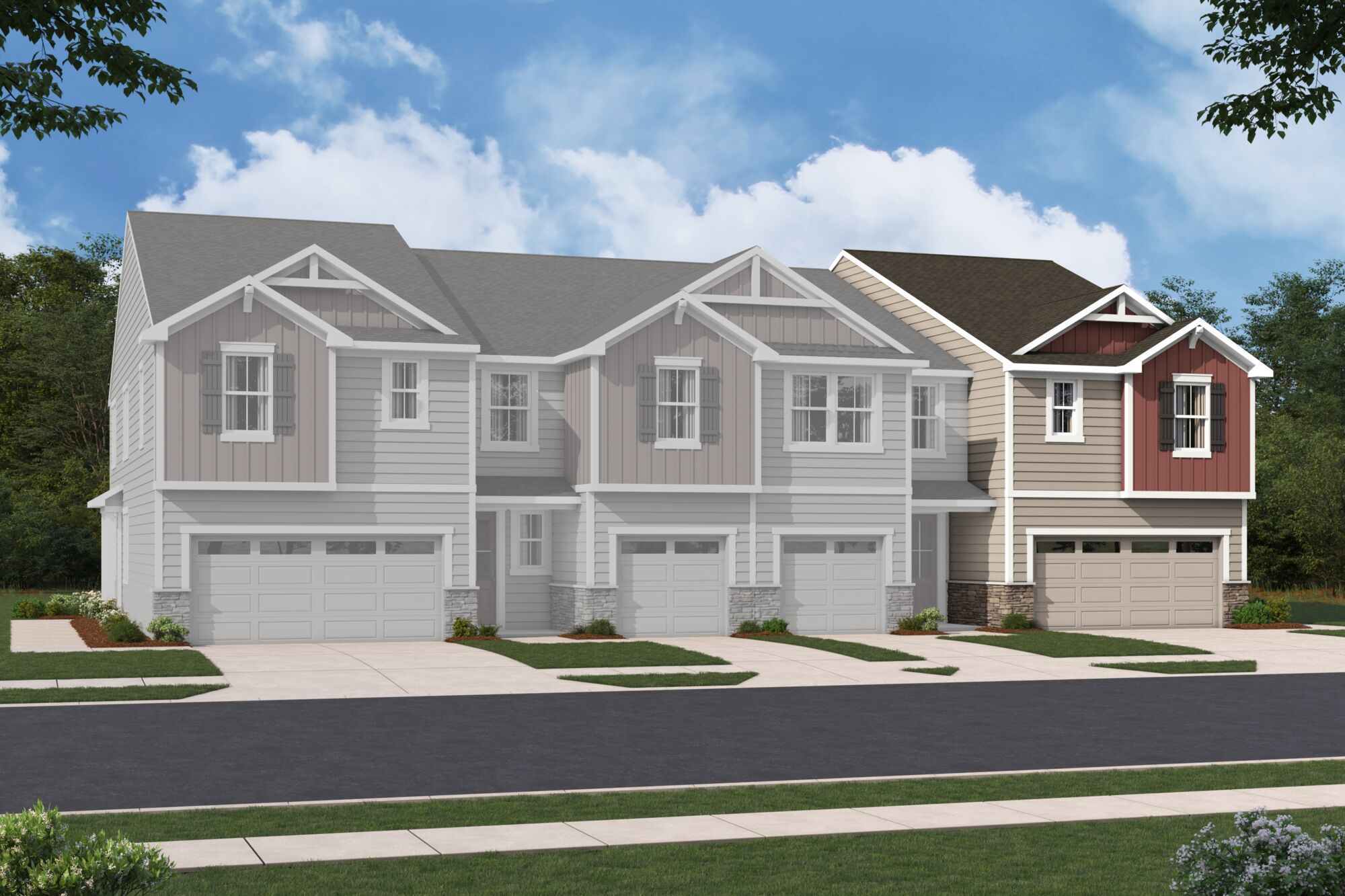  Town Homes with window and garage