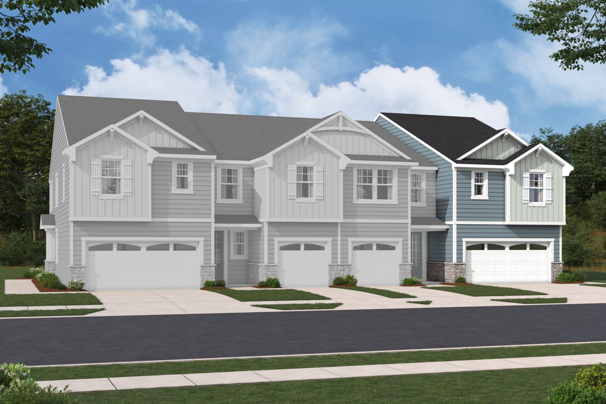 Town Homes with window and garage