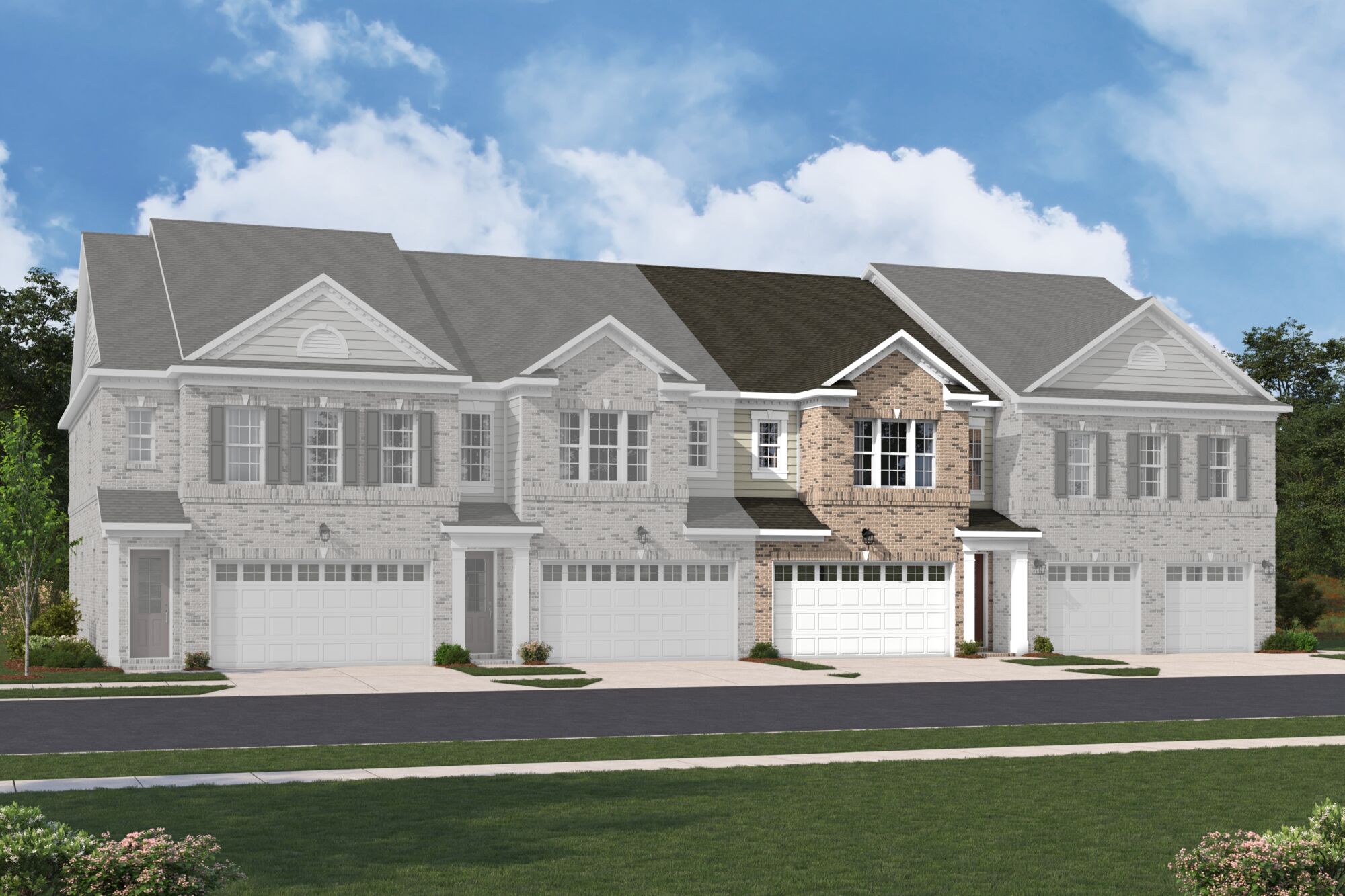  Town Homes with garage, window, door and exterior stone