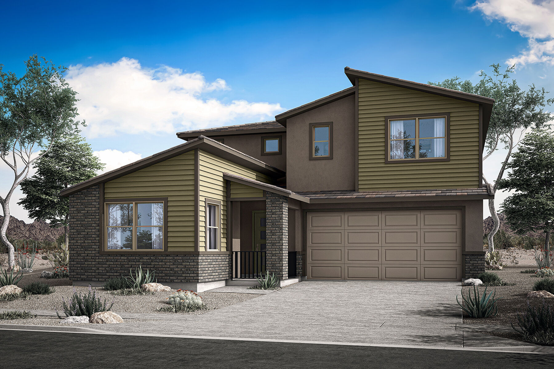  Elevation Front with garage, window and exterior clapboard